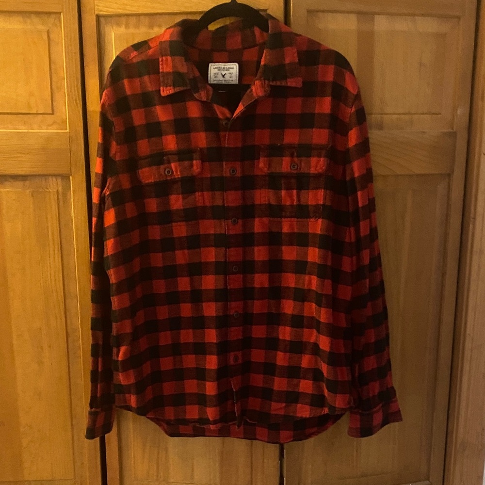 American Eagle Outfitters Red and Black Checkered Shirt